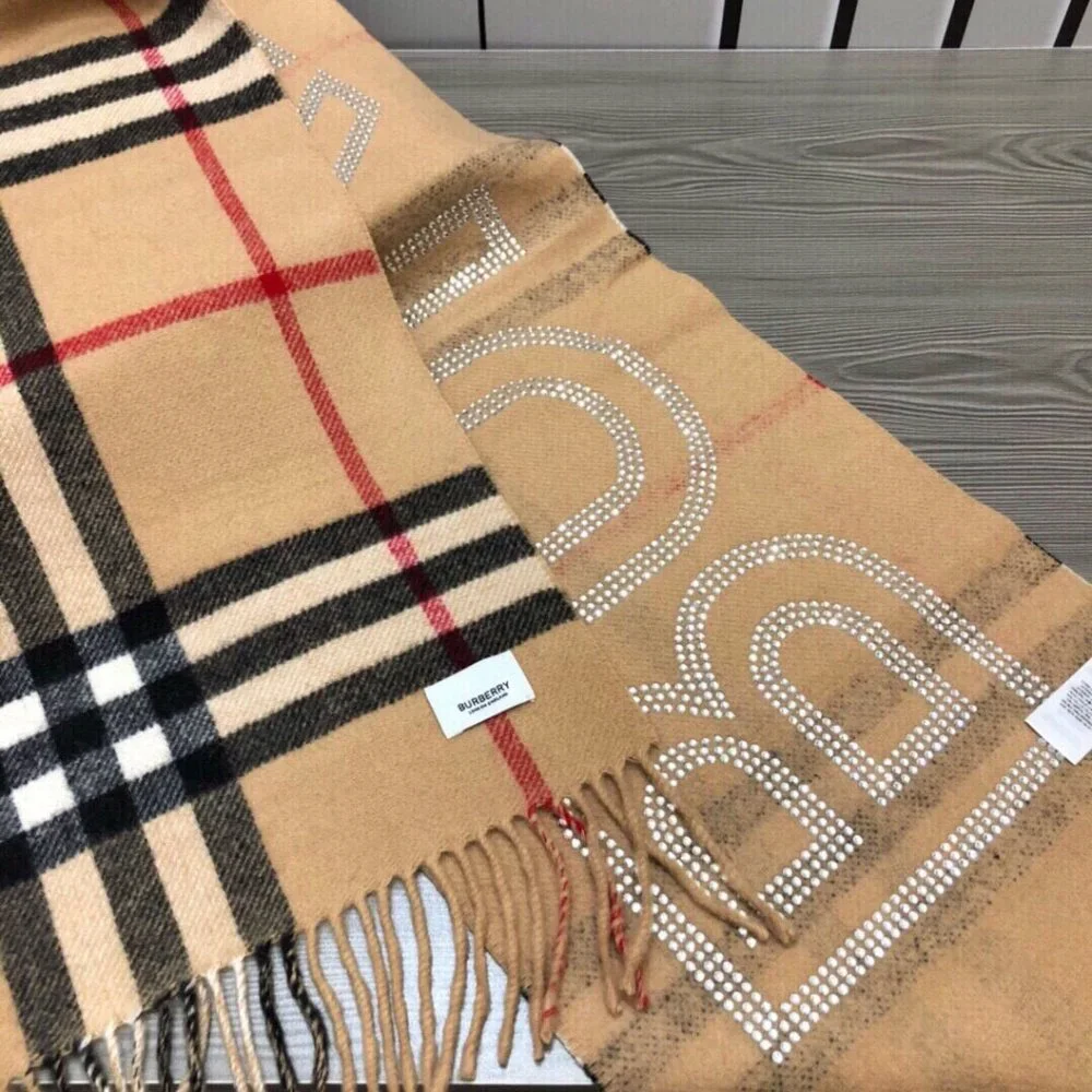 BURBERRY Reversible Crystal Logo Check Scarf Unisex - Picture 3 of 9